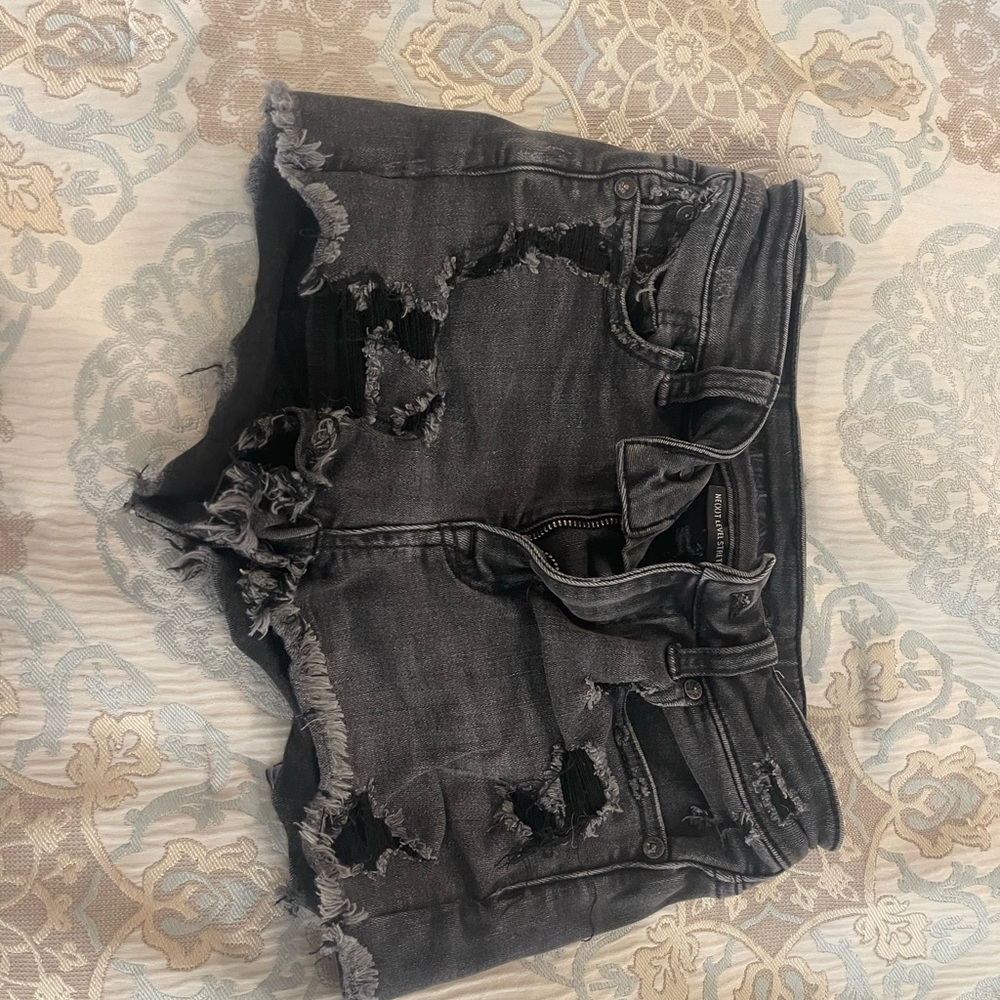 American Eagle Outfitters Ripped Charcoal Jean Shorts